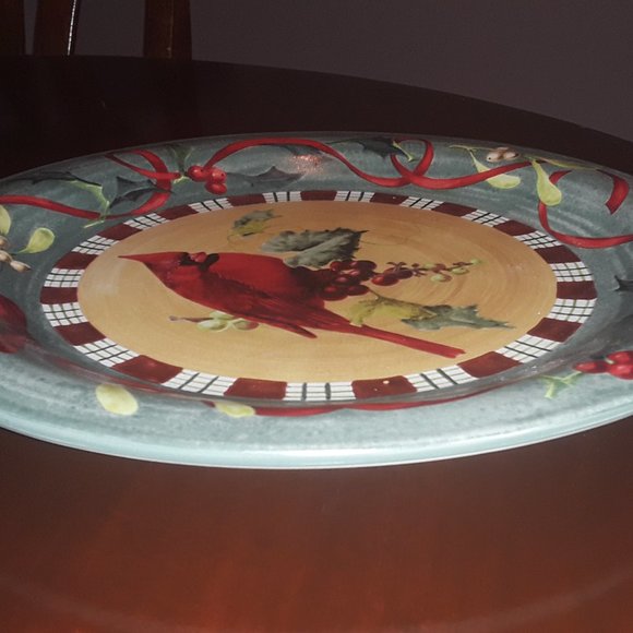 6 Pc-Lenox Dinner Plate Set  "Winter Greetings Everyday" Cardinal - Picture 5 of 6